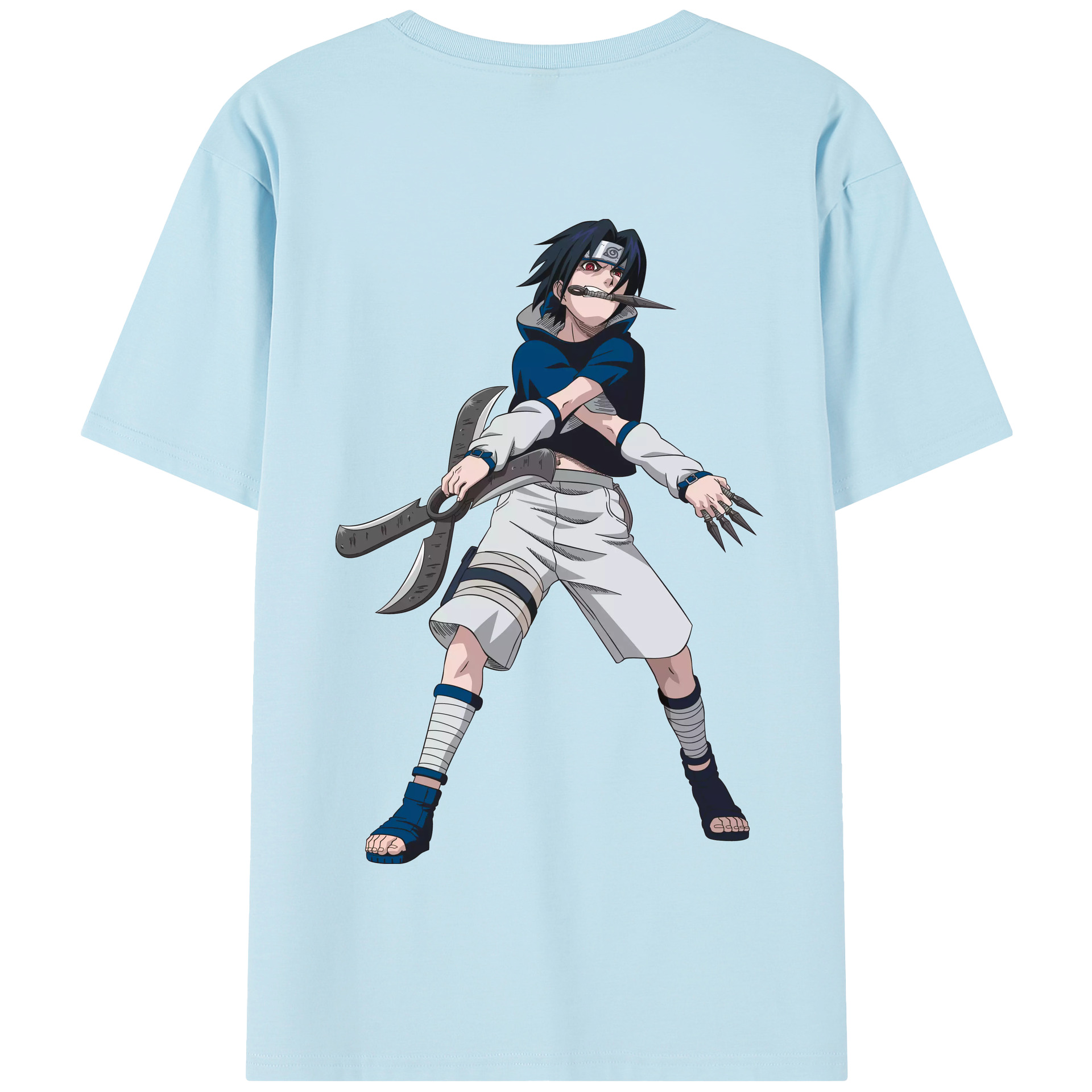 （画像用） NARUTO -ナルト- うちは サスケ Uchiha Sasuke 綿100％半袖Tシャツ（背面プリント）